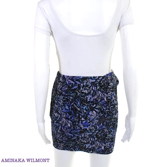 AMINAKA WILMONT Blue/Purple Drape Pleat Mini Skirt - Picture 3 of 6